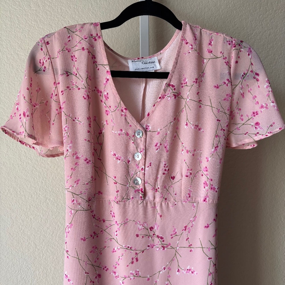 Vintage Always Caroline Pink Floral Maxi Dress